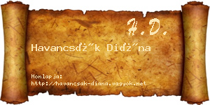 Havancsák Diána névjegykártya